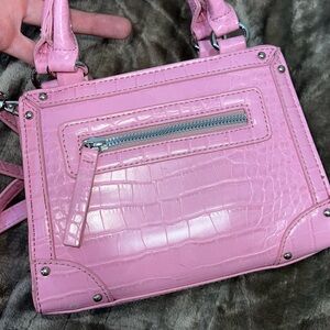 Pink Croc-Embossed Women's Bag